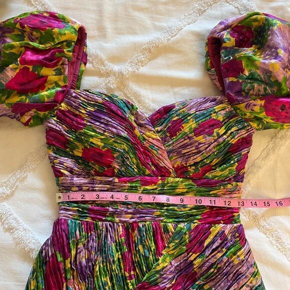 Ronny Kobo Francesca Puff Sleeve Abstract Floral Mini Dress - Picture 8 of 9